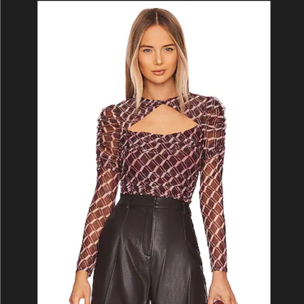 Astr Women's wine and pink Geometric Blouse